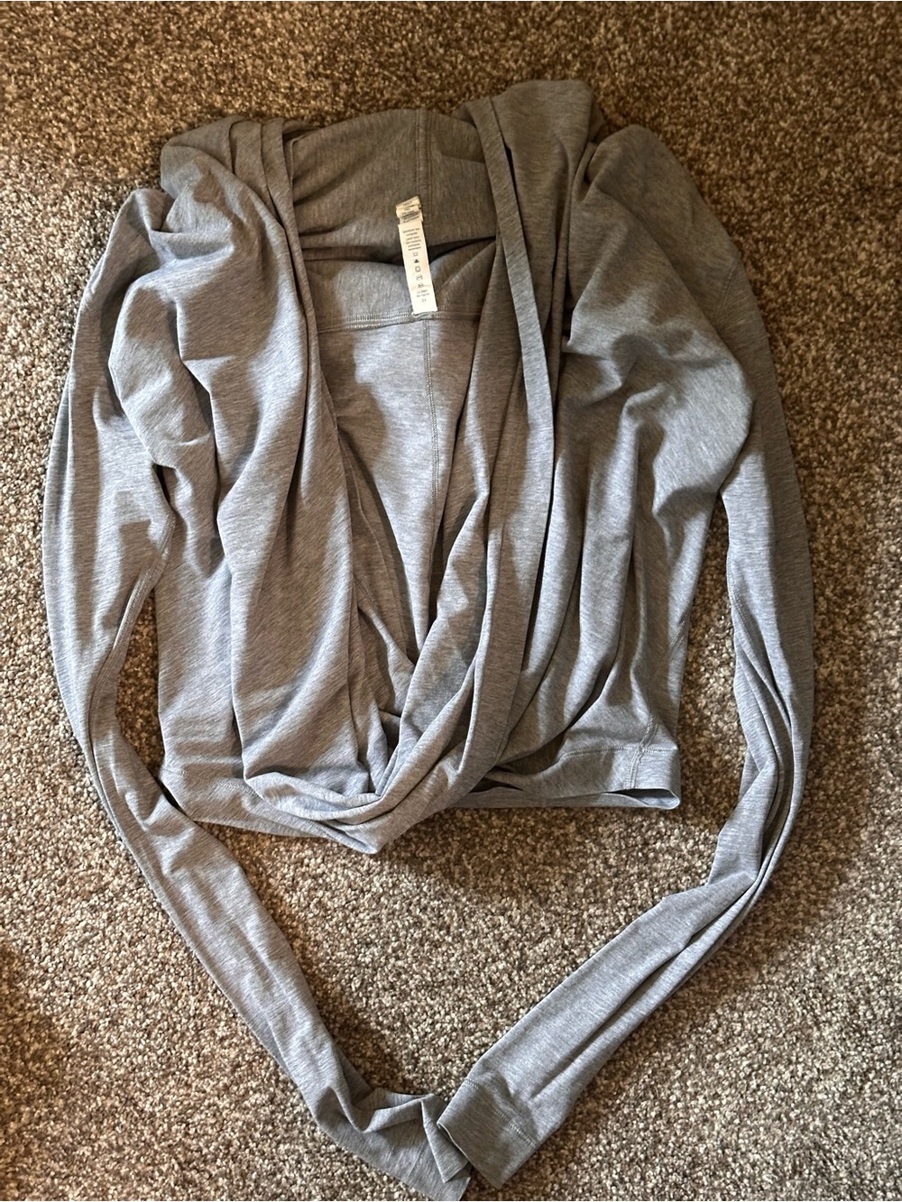 lululemon athletica Light Gray Draped Long Sleeve Top